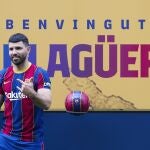 Sergio 'Kun' Agüero, en su presentación como nuevo jugador del Barcelona.