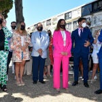 José Ortega Cano con Gloria Camila , Rocio Flores y Gloria Mohedano durante el 15 aniversario por el fallecimiento de Rocío Jurado en Chipiona, Cadiz