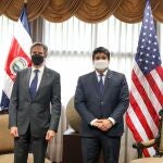 01 June 2021, Costa Rica, San Jose: US Secretary of State Antony Blinken (L) pose for a picture with the Costa Rican President Carlos Alvarado ahead of their meeting. Photo: -/La Nacion via ZUMA Press/dpa01/06/2021 ONLY FOR USE IN SPAIN