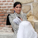 María García de Jaime en el bautizo de su hija.