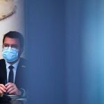 El presidente de la Generalitat , Pere Aragonès al inicio de la reunión semanal del Govern
