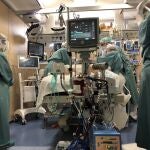 Profesionales sanitarios del Hospital Vall d'Hebron atienden a un paciente en la unidad de cuidados intensivos (UCI)