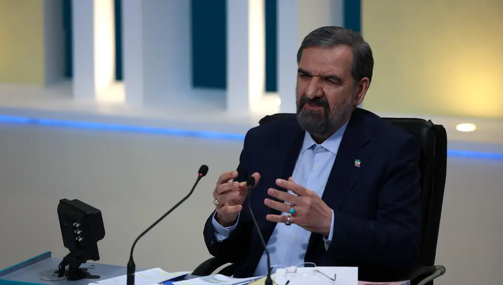 El candidato a las presidenciales Mohsen Rezaie durante el último debate entre los candidatos. EFE