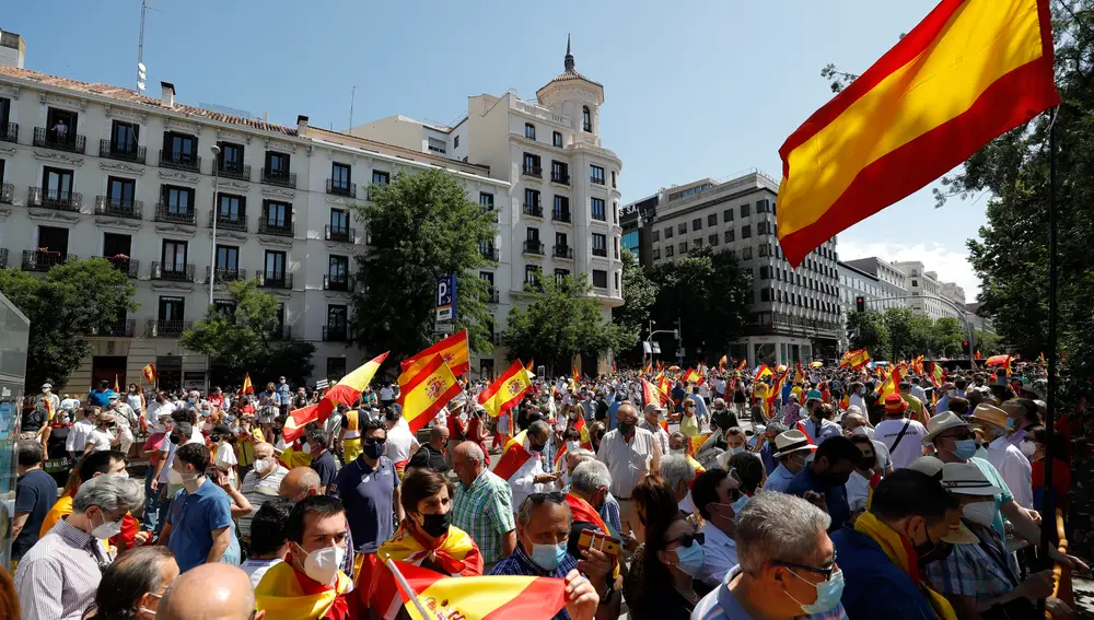 Protesta en la Plaza de Colón el pasado mes de mayo al grito de “Sánchez dimisión”