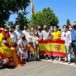 Parte de la expedición del PP de Castilla y León, liderada por su secretario general, Francisco Vázquez, que se trasladó a Madrid para protestar contra los indultos del procés