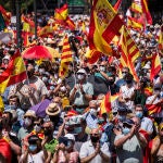 Vista general de la concentración contra los indultos a los presos del "procés"