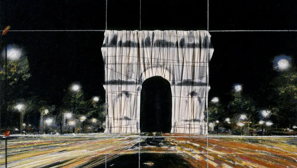 Collage de 1988 de "L'Arc de Triumphe, Wrapped", un proyecto para París