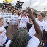 Protesta, el pasado 7 de junio, contra la vacunación obligatoria en hospitales