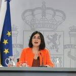La ministra de Sanidad, Carolina Darias, durante la rueda de prensa posterior al Consejo Interterritorial de Salud.