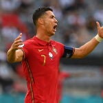 Cristiano Ronaldo se lamenta en un momento del Portugal-Alemania de la Euro 2020.