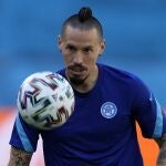 Marek Hamsik, durante el entrenamiento de este miércoles con Eslovaquia en La Cartuja