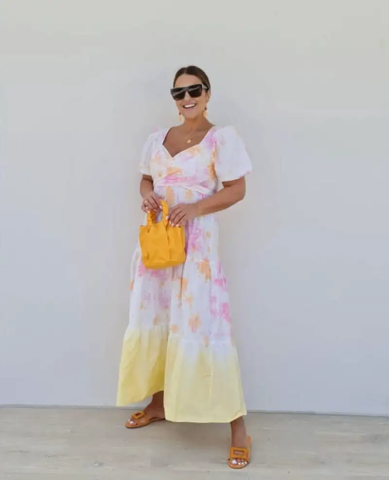 Paula Echevarría con vestido rebajado de Stradivariu.