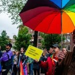 Protesta contra la nueva ley de Hungría contra la comunidad LGTBI.