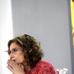 La ministra de Hacienda, María Jesús Montero, en una rueda de prensa posterior al Consejo de Ministros