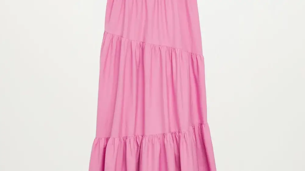 Vestido maxi volante de Mango