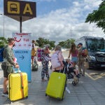 Pasajeros británicos llegando a Ibiza