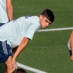 Pedri, en un entrenamiento de la selección
