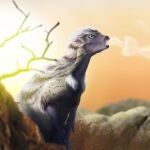 Una reconstrucción del dinosaurio Heterodontosaurus tucki, cubierto de plumas de aspecto piloso, vocalizando en una mañana fresca del Jurásico. ¿Podremos algún día saber qué sonidos emitían estos animales?