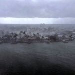 Looking north at the neighborhood of Paradise Island on Treasure Island, Fla., outer bands of Tropical Storm Elsa brings a downpour of rain over the area on Tuesday afternoon, July 6, 2021. Elsa is expected to impact the Tampa Bay area the heaviest during the predawn hours of Wednesday morning. (Marc Topkin/Tampa Bay Times via AP)