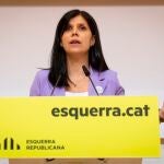 La portavoz de ERC, Marta Vilalta, durante una rueda de prensa.
