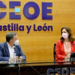 La Confederación de Comercio de Castilla y León (Conferco) celebra su Asamblea para renovar su Junta Directiva a la que asisten, la consejera de Empleo e Industria, Ana Carlota Amigo, y el presidente de Conferco, Adolfo Sainz