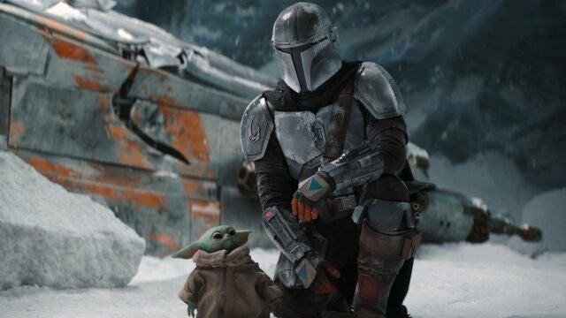 This image released by Disney+ shows Pedro Pascal in a scene from "The Mandalorian." (Disney+ via AP)