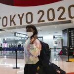 Simone Biles, a su llegada al aeropuerto Narita