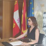 La consejera de Empleo e Industria, Ana Carlota Amigo, durante la reunión telemática