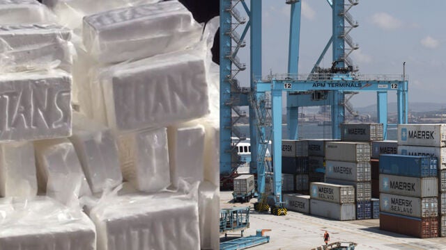 Puerto de Algeciras y parte de la droga incautada a la organización