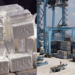 Puerto de Algeciras y parte de la droga incautada a la organización