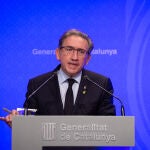 El conseller de Economía y Hacienda, Jaume Giró, interviene en una rueda de prensa posterior a una reunión del Consell Executiu.
