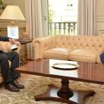 La ministra de Justicia, Pilar Llop, durante la reunión que mantuvo con el presidente del Consejo General del Poder Judicial, Carlos Lesmes