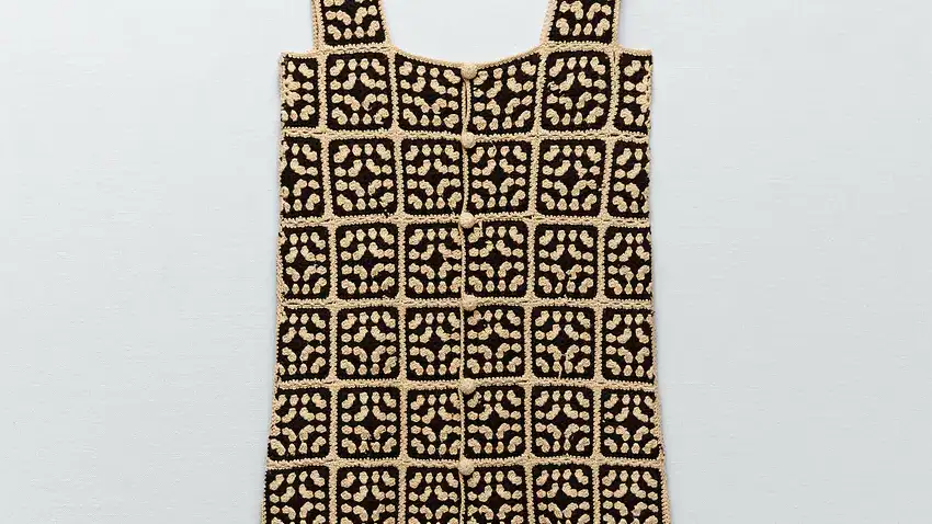 Vestido punto y crochet.