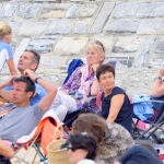 La familia Urdangarín durante uno de sus veranos en Bidart junto a la infanta Cristina, en 2014