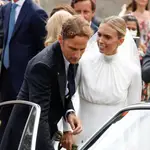 Lucía Bárcena y Marco Juncadella Hohenlohe el día de su boda