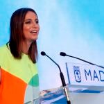 La concejala de Cultura Andrea Levy, durante el acto celebrado en Cibeles con motivo de la inscripción de la candidatura