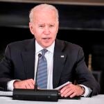 El presidente de EE UU, JOe Biden, durante su reunión con líderes cubano americanos en la Casa Blanca