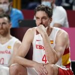 Pau Gasol, en el banquillo durante un partido de los Juegos