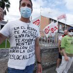Concentración de trabajadores de LM Ponferrada durante el primer día de huelga