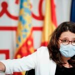 La vicepresidenta y portavoz del Consell Mónica Oltra habla sobre la la posible celebración de las Fallas. Foto de archivo