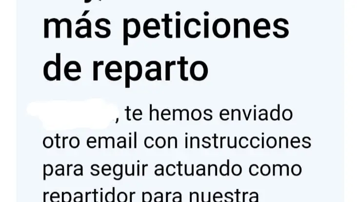 Correo de desconexión de Uber Eats
