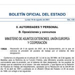 Captura de la convocatoria de un puesto de libre designación publicada en el BOE este lunes