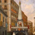 «Calle madrileña engalanada», pintura anónima de 1890 conservada en el Museo de Historia de Madrid.
