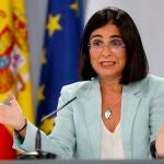 MADRID, 25/08/2021.- La ministra de Sanidad, Carolina Darías, ofrece una rueda de prensa tras la reunión del Consejo Interterritorial del Sistema Nacional de Salud