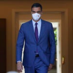 El presidente del Gobierno, Pedro Sánchez, en el Palacio de la Moncloa