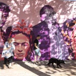 31/08/21. Madrid. Ciudad linealMural Feminista en la valla del centro deportivo La Concepci—n de Ciudad Lineal.@Cipriano Pastrano