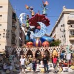 Imagen de la falla de la comisión Duque de Gaeta-Pobla de Farnals de València con los elementos que se salvarán del fuego en la 'cremà' a petición de la comunidad musulmana04/09/2021
