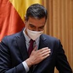 El secretario general del PSOE y presidente del Gobierno, Pedro Sánchez, ayer en el Congreso de los Diputados
