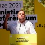 El presidente del ERC, Oriol Junqueras, durante un acto político del partido con motivo de la Diada