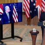 En esta comparecencia telemática, terminaba de hablar el mandatario estadounidense y cuando era el turno del australiano y tuvo que darle paso, se olvidó de su nombre.